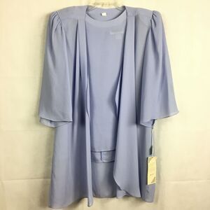 NWT Jo Hanna York Tops Womens Sz 16 Vintage Blue Flowy 2pc‎ Top Cardigan Set